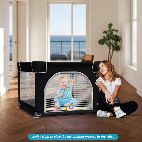 36x36 inches) Grobeybees Playpen for Babies and Toddlers, Small Baby Playpen, Playard with Bag, Indoor & Outdoor Play