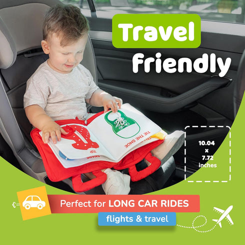 1-3, 1 deMoca Busy Book for Toddlers Quiet Montessori Airplane Activity Book, Travel Learning Toy Board for Year Old