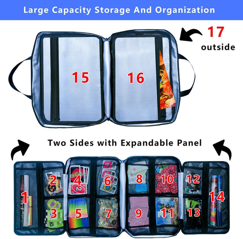17-Pocket Mi Ya Mi Lai Board Game Organizer Carry Case - Storage & Travel Case for Games, Cards, Tokens, Dice