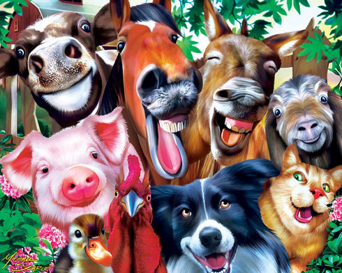 MasterPieces Selfies 4-Pack Kids Jigsaw Puzzles, Silly Animal Selfies for Ages 6 & Up
