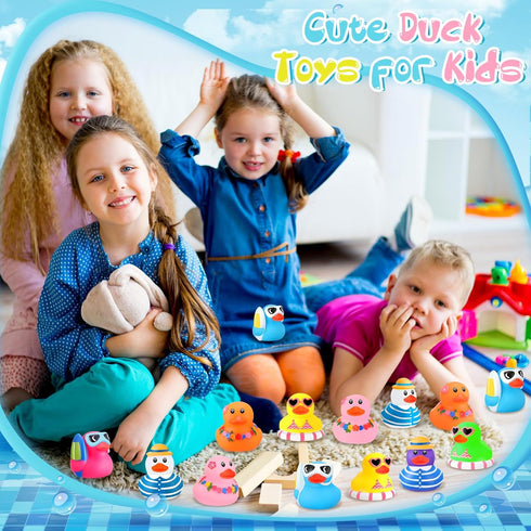 Honoson 24 Summer Summer (8 Pcs Beach Rubber Duckies Bulk Mini Rubber Duck Bath Toys Float Bathtub Ducky Cute Squeaky