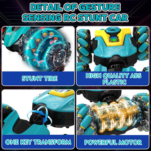 6-12 2.4GHz 360 4WD, 6 7 8 9 10 11 12 Gesture Sensing RC Stunt Car Toys for Boys Years Old, Hand Controlled Cars
