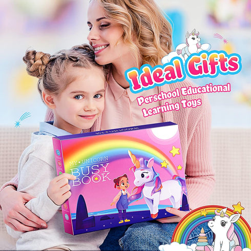 Kids Montessori Toys for Toddlers, Unicorns Gifts for Girls Age 3-5, 30 Themes Busy Book Educational Toys