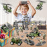 JASSKKBO 87-in-1 Sets 4-7 8-12 Army Men Toys for Boys , Military Base/Truck/Helicopter/Kayak Boat/Motorcycle/Army Men