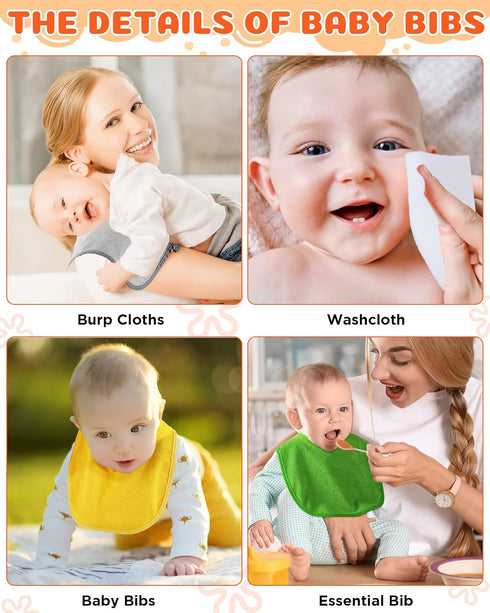30 Pack JaGely Baby Muslin Bandana Bibs Multicolor Solid Unisex Waterproof Feeder Adjustable Newborn Teething