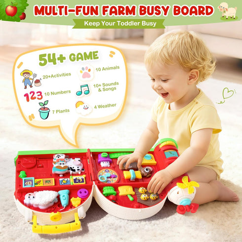 polokping 1 2 1-3, 12-18 1+ Montessori Farm Busy Board, Motor Skills Developmental Toys for Year Old Boy Girl Gifts