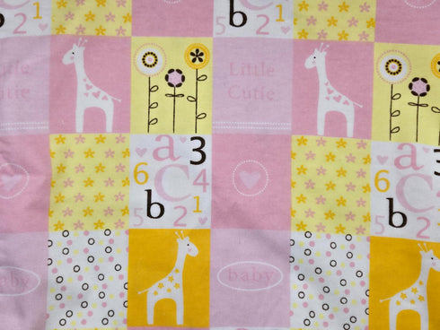 Generic 30" 30" Handmade Baby Receiving Blanket, Pink and Yellow Abc's Squares Printed Pattern, Snuggle Flannel. X