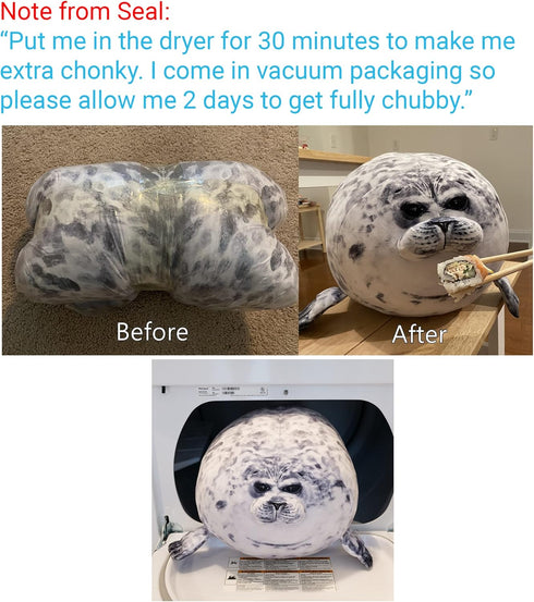 Pineapple Chubby Blob Seal Plush Pillow, Cute Stuffed Animal Seal Plushie Toy, Large (23.6 inch)