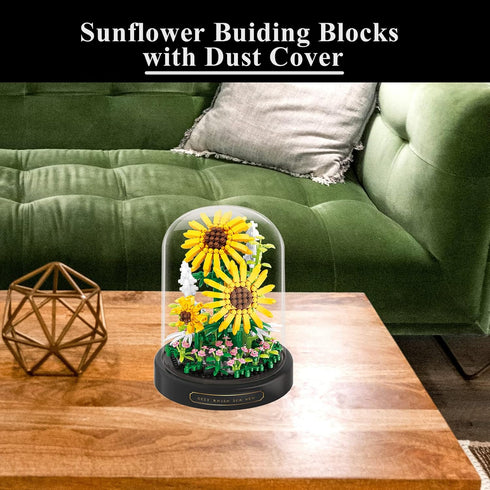 Sunflower Flower Bouquet Set, Mini Bricks Botanical Collection Flowers, Assembly Bonsai Tree Friends Sets, Gift for