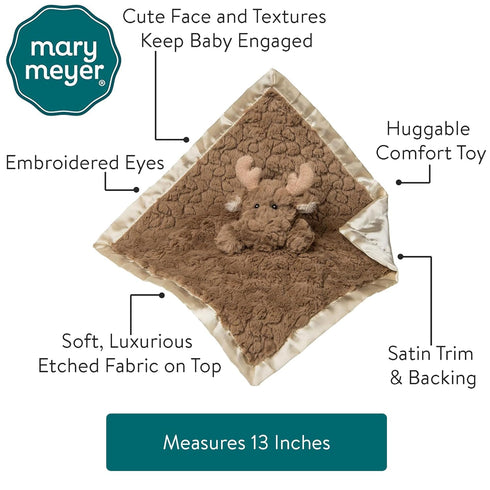 Mary Meyer Putty Nursery Stuffed Animal Security Blanket, Moose, 13 x 13-Inches