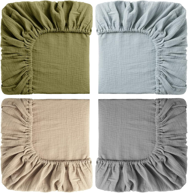 Gerrii 4 Pcs Muslin Mini Crib Sheets 24 x 38 Inch Baby