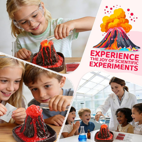 24 Pack Valentines Day Large Volcano Science Kit - Valentines Day Gift Cards for Kids, Volcano Erupting Experiment Toys