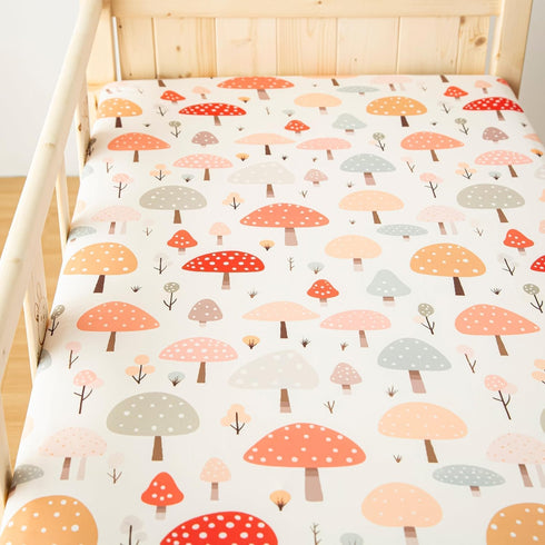 2 Pack 5228 SDIII Mushroom Crib Sheets for Boys Girls Stretchy Microfiber Jersey Knit Soft Fall Crib Sheets