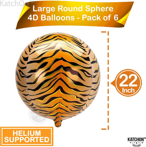 KatchOn Big Tiger Balloons for Birthday Party - 22 Inch, Pack of 6, Tiger Stripe Balloons for Graduation Decorations