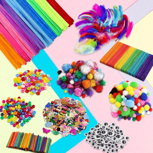 Set 1850Pcs Treasure Cove Arts and Crafts Supplies for Kids Craft Supplies Materials Kit DIY School Craft Kit Toddler