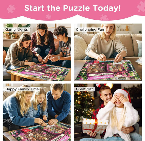 WSCXSC 300 300 20.5x15 Jigsaw Puzzles Pieces for Adults,Chocolate Shop Piece Puzzles,Cat Puzzle for Kids Adult