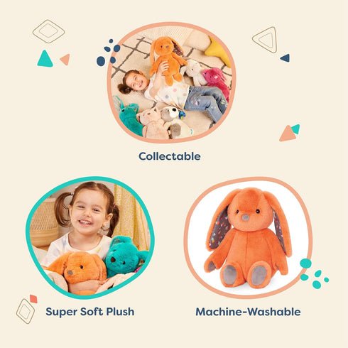 B. toys 12-Inch Plush Bunny - Super Soft Stuffed Animal, Washable Rabbit Toy for Babies, Toddlers, Kids - Coral Cutie