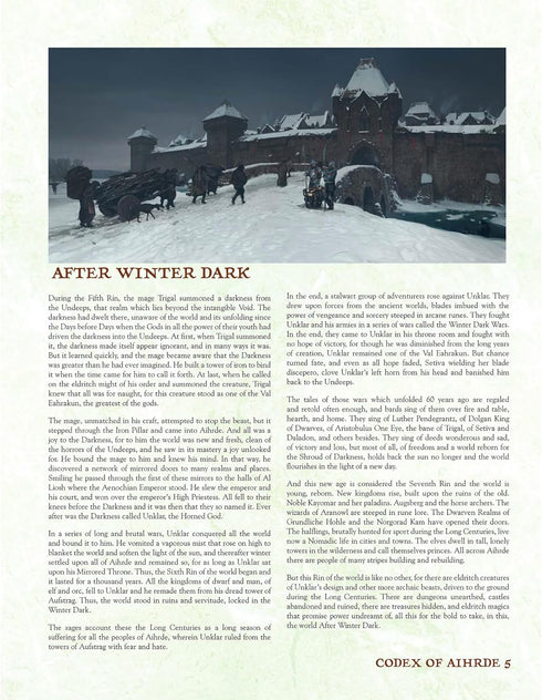 Troll Lord Games: After Winter Dark: Codex of Aihrde - Hardcover RPG Book
