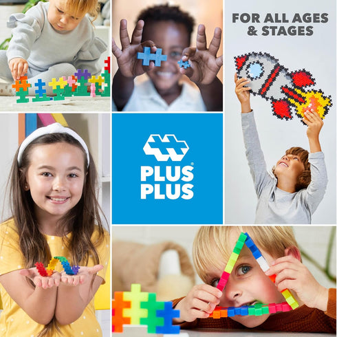 600 Set, PLUS PLUS Piece Neon Color Mix - Mini Interlocking Building Blocks Stem Toys for Kids - Sensory Bin