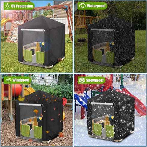 Outdoor Playhouse Cover for Step2 Playhouse - Waterproof Dustproof Cover for Kids Outside (Black, 49"Lx49"Wx58"H)