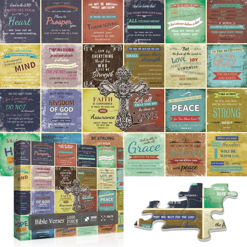 Bible Jigsaw Puzzle for Adult 1000 Pieces, Religious Christian Puzzles, Inspirational Motivational Bible Verse Puzzles as Religious Wall Decor