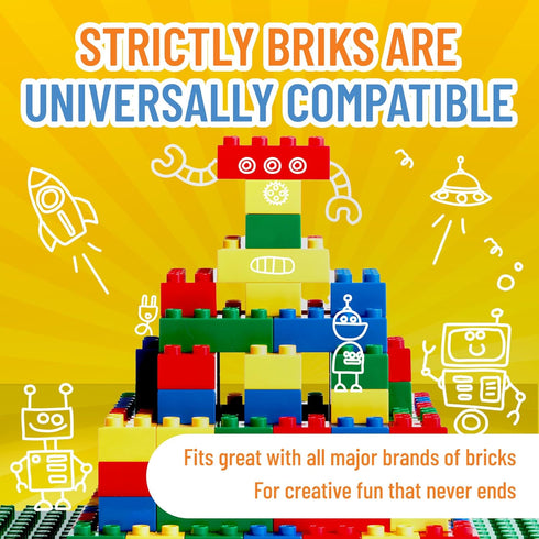 Strictly Briks Large Building Blocks Set for Kids - 108 Pieces in Blue, Green, Red, Yellow
