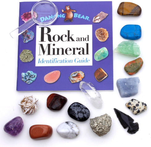 DANCING BEAR 15 Pc Rock & Mineral Collection, Beginner Starter Set for Kids' Gemstone Education