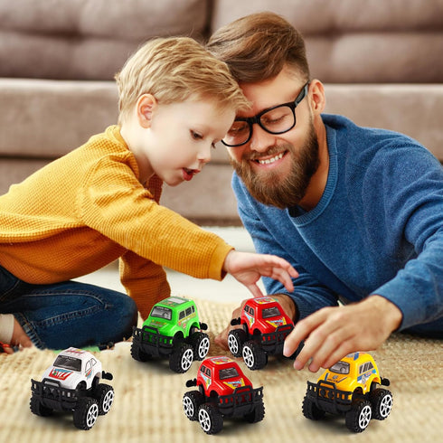 Manmel 12 Pack Pull Back Cars for Kids, Bulk Mini Racing Vehicles Monster Truck Toys Party Favors for Toddlers, Pinata