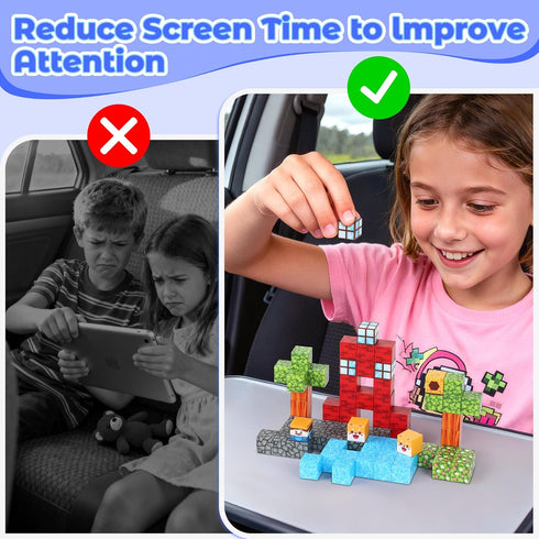 Set, 35PCS 3-5 4-8, SYSKENI Mini Magnetic Blocks Travel Magnetic Blocks Travel Toys for Kids Ages Portable Magnet Cubes