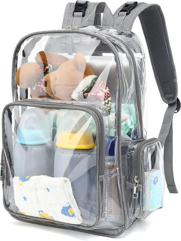 Yusudan Clear Diaper Bag Backpack for Baby Girls Boys, Mom Nappy Bags for