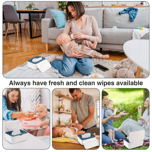 wenvastree Baby Wipes Dispenser, Wipe Holder for Baby & Adult,Keeps Wet Tissue Fresh, Non-Slip Wipes Case,Easy Open