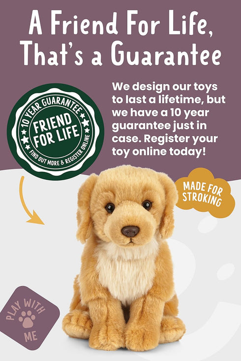 Living Nature Golden Retriever Stuffed Animal, 8 inches Fluffy Dog Toy for Kids