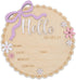 TTMerriwood Hello World Wooden Baby Birth Announcement Sign, Pink Floral Newborn Name Date