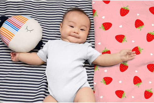 Pink Strawberry Baby Blanket - Super Soft Swaddle for Boys Girls - Cozy Receiving Blanket Stroller Throw 40x30 in for