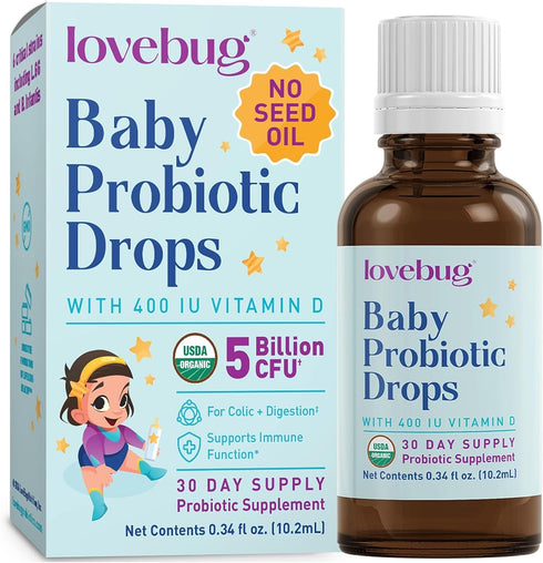 LOVEBUG Baby Probiotic Drops - Organic Probiotics for Immune Support and Baby