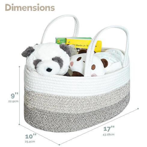 luxury little Diaper Caddy Organizer, Large Cotton Rope Nursery Baby Basket, Changing Table Organizer for Baby Diaper