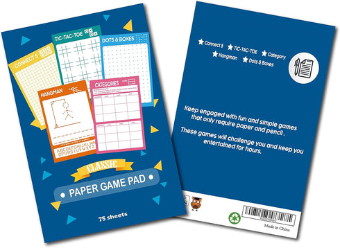5 Portable Travel Game Activities Pad - On The Go Plane Trip - 6 x 9-inches (75 Sheets)