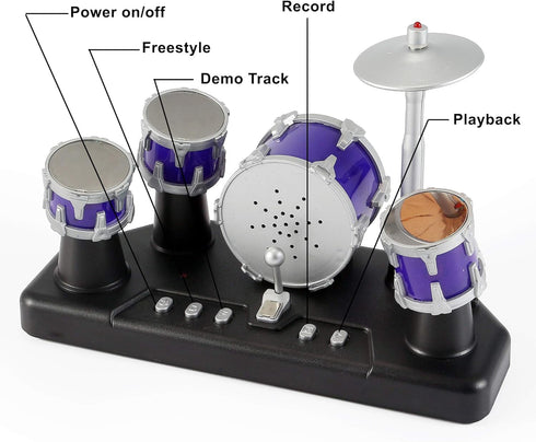 Finger Drum Set Electronic Mini Desktop Toy Instrument Game with Sounds and Lights for Kids and Adults