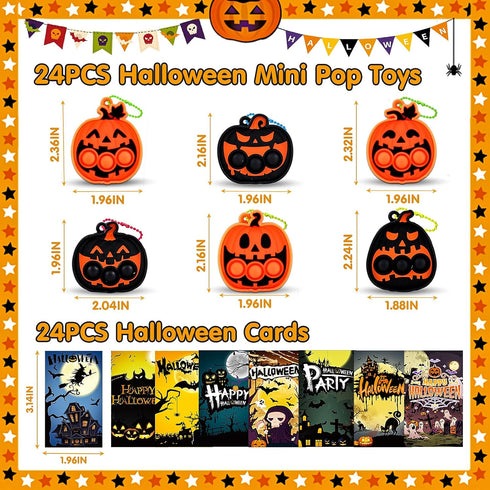 24 Halloween Party Favors for Kids PCS Halloween Pumpkin Pop Fidget Toys,Halloween Toys Treats for Kids,Halloween