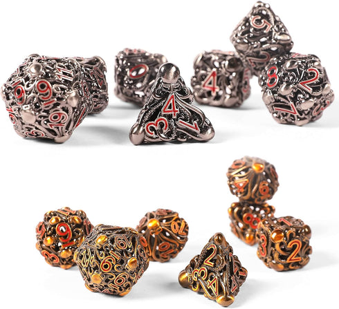 AncientDeer 7pcs Metal Dice Set D&D - Unique Dragon Pattern for Dungeons and Dragons, RPG, MTG, Board Games