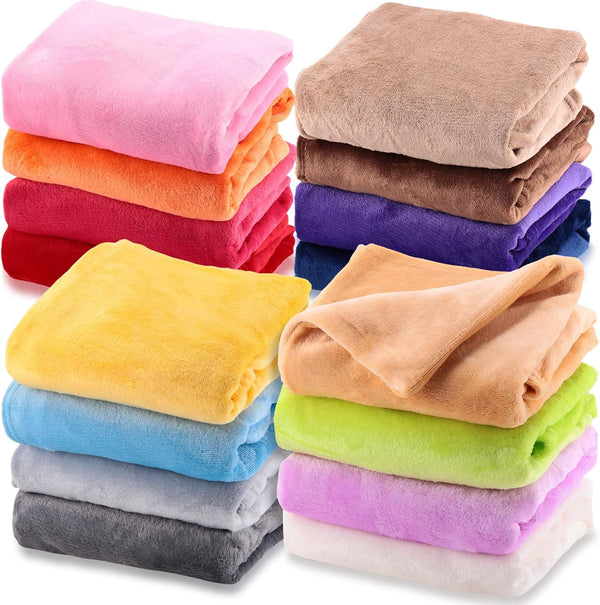 Kinlop 16 Pcs Flannel Blanket Flannel Stroller Soft and Warm Newborn Nursery