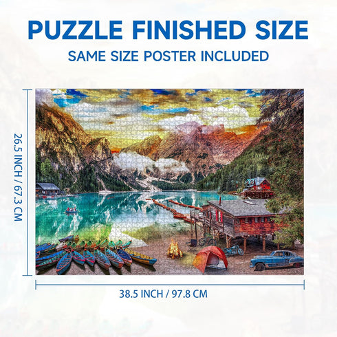 2000 Jigsaw Puzzles Pieces for Adults, Families Lakeside View Pieces Fit Together Perfectly
