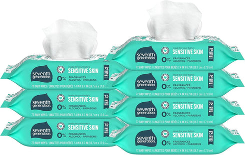 504 Count Seventh Generation Baby Wipes with Snap Seal Sensitive Protection Diaper Wipes