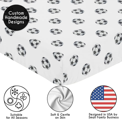 Sweet Jojo Designs Fitted Baby Crib Sheets (Soccer Ball) for Boys or Girls, Infant Nursery, Toddler Room - Standard