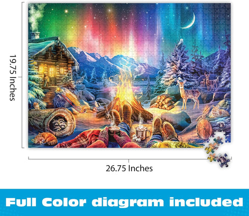 1000 Buffalo Games - Lars Stewart - Winter's Night Bonfire - Piece Jigsaw Puzzle - Colorful, Holiday Puzzles for Adults