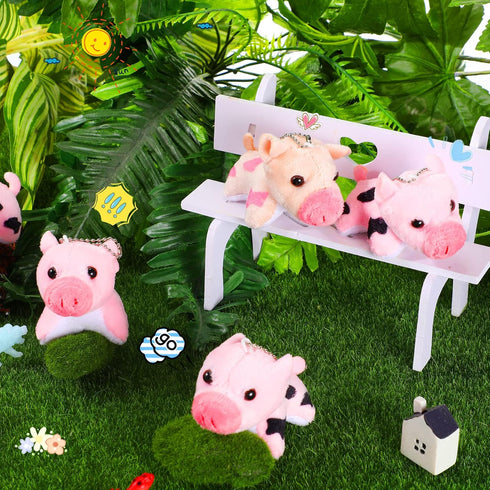 Stuffed Pig, 12 Pieces Assorted Plush Toy Figures for Holiday Party Favors, 3.2 x 3 Inch