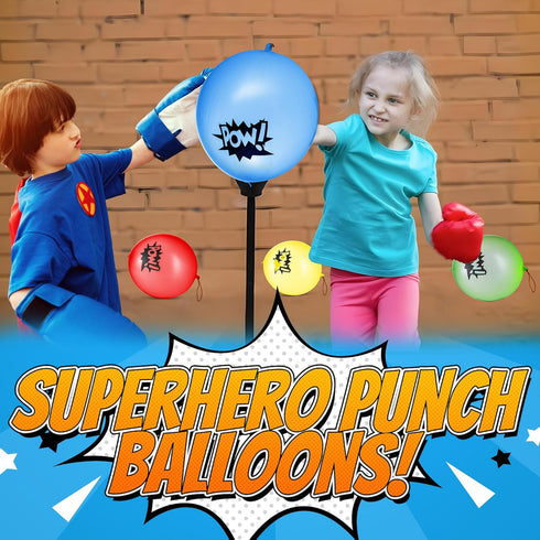 Superhero Punch Balloons, Pack of 24, Large Inflatable Punch Balls for Kids, Carnival Prizes, Birthday Party Favors