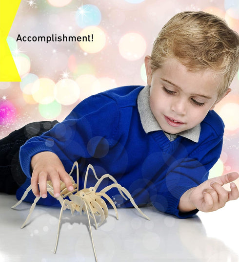 Puzzled 3D Puzzle Tarantula Spider Wood Craft Model Kit, Fun & Educational DIY Wooden Toy Assemble Puzzle (28 Pieces