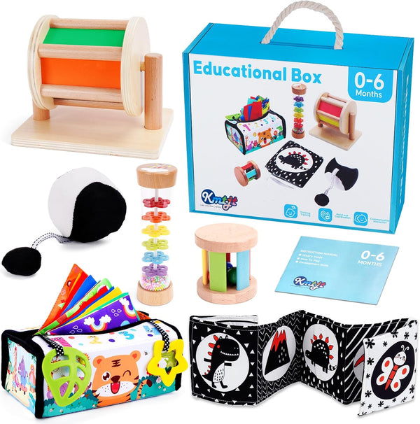KMTJT Montessori Toys for Babies 0-6 Months | Learning Educational Box Wooden