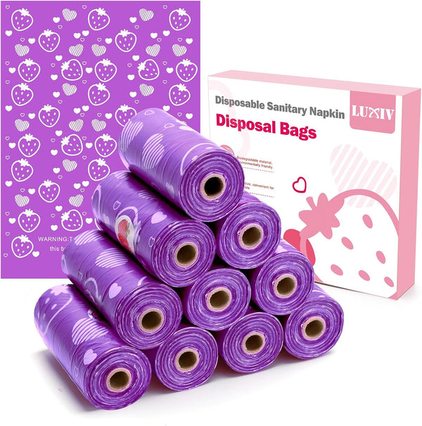 Luxiv 150Pcs Sanitary Napkin Disposal Bags, Pink Disposable Sanitary Bag Personal Care
